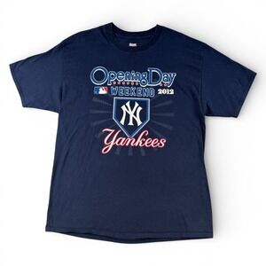 New York Yankees Hanes Shirt Mens XL Navy Opening Day Weekend 2012 MLB Graphic